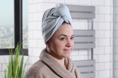 Rýchloschnúci turban na vlasy NERA svetlo šedý