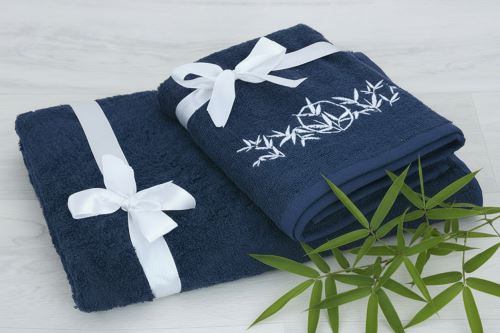 Set uteráka a osušky LUNO tmavo modrý