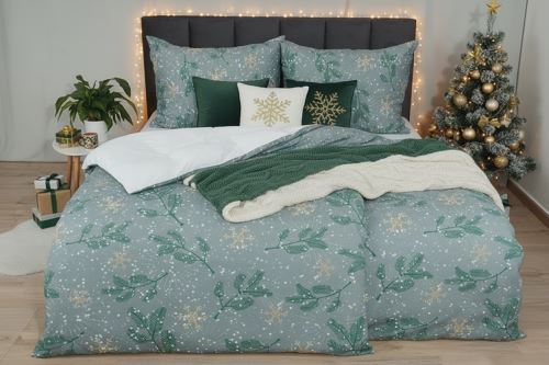 Vianočné Bavlnené obliečky BASIC MENDA šedé