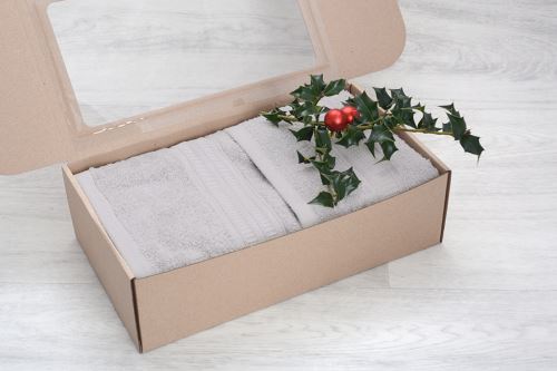 Darčekový balíček uteráka a osušky HEDA svetlo šedý