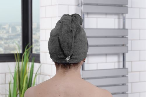Rýchloschnúci turban na vlasy RENA tmavo šedý (1)