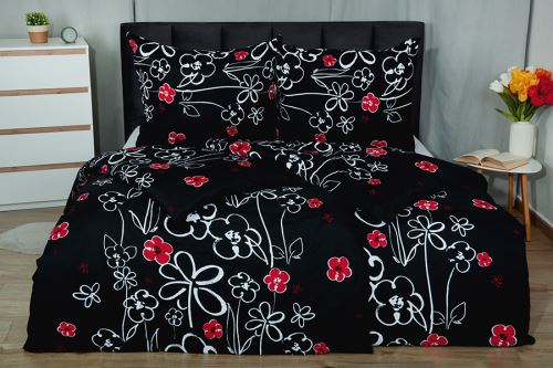 Krepové obliečky z mikrovlákna FLEUR čierne