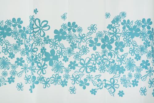 Kúpeľňový záves KYTKY tyrkysový (1)