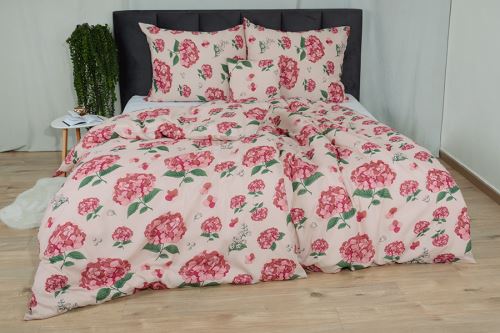 Bavlnené obliečky BASIC predľžené ORTENSA malinové (1)