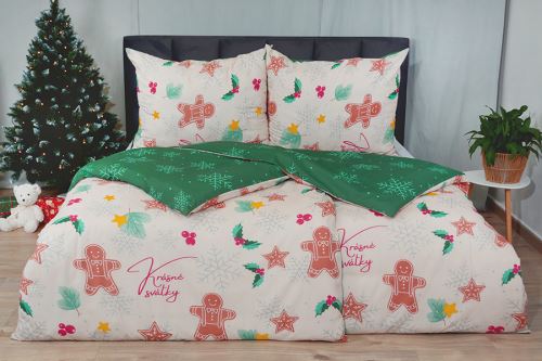 Vianočné Bavlnené obliečky PLUS PARNA zelené