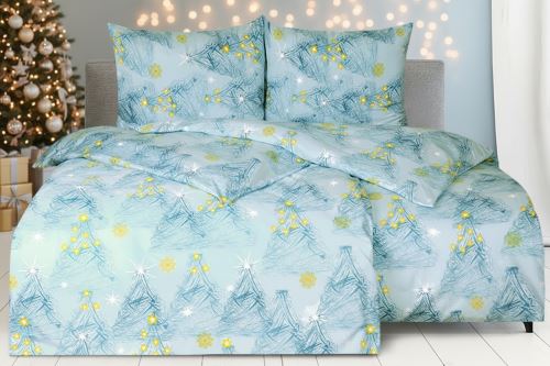 Vianočné Obliečky z mikrovlákna s bavlneným efektom BELORA modré