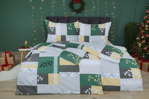 Vianočné Obliečky mikrosatén PASKA zelené