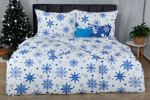 Zimné Bavlnené obliečky PREMIUM FLAKA modré