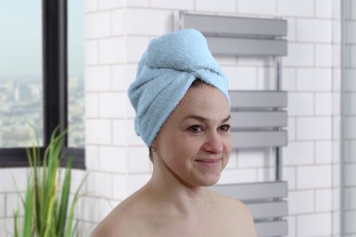Rýchloschnúci turban na vlasy RENA svetlo modrý