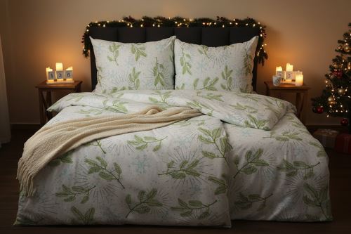 Vianočné Bavlnené obliečky BASIC MENDA biele