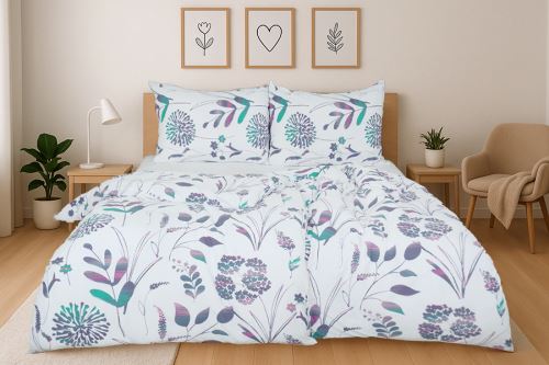 Obliečky MUŠELÍN mikro 4dielne SINA fialovoružové