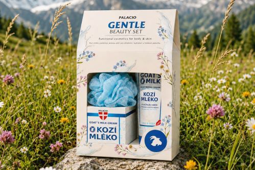 Darčeková sada OŠETRUJÚCA – starostlivosť o pleť a pokožku s kozím mliekom + žinka zadarmo