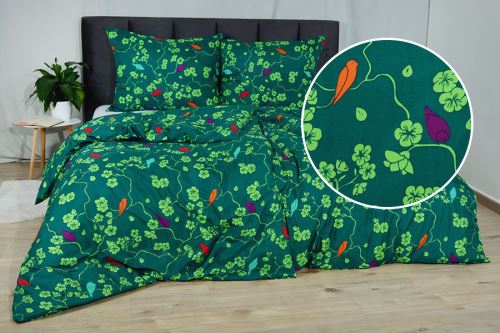 Obliečky z mikrovlákna s bavlneným efektom BIRDA zelené