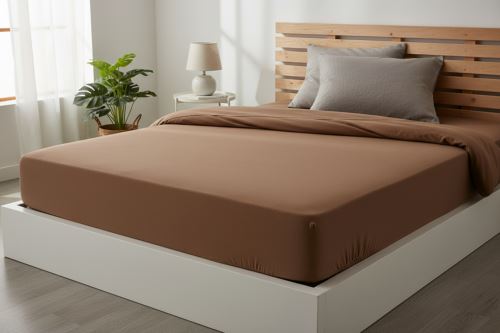 Jersey prestieradlo EKONOM 140x200 cm hnedá (1)