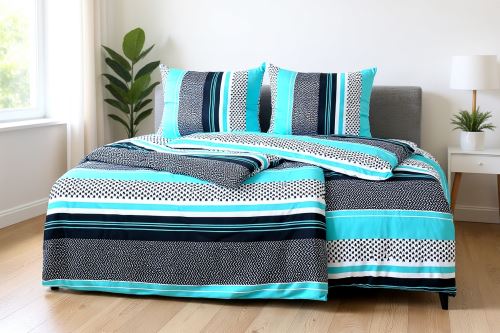 Obliečky z mikrovlákna s bavlneným efektom FORTELA tyrkysové