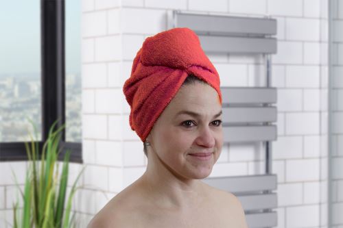 Rýchloschnúci turban na vlasy RENA červený