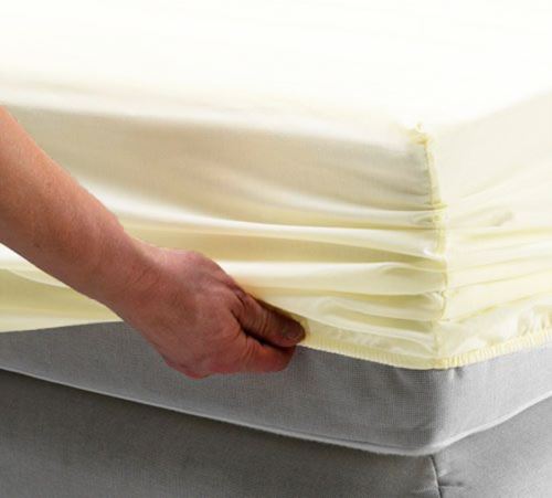 AKCIA! Jersey prestieradlo EKONOM 90x200 cm smotanové (1)