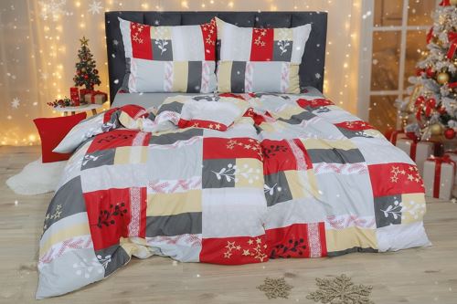 Vianočné Obliečky mikrosatén PASKA červené